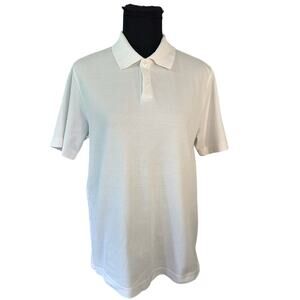Liz Claiborne White Textured Short Sleeve Pima Cotton Polo, Size S